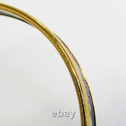 HERMES Bangle Bracelet Email PM Gold Blue Enamel Metal