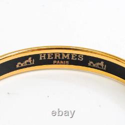 HERMES Bangle Bracelet Email PM Gold Blue Enamel Metal