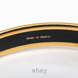 HERMES Bangle Bracelet Email PM Gold Blue Enamel Metal