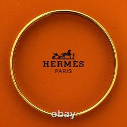 HERMES Bangle Bracelet Enamel Chaine d'Ancre Blue Gold with Box Authentic JAPAN