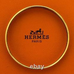 HERMES Bangle Bracelet Enamel Chaine d'Ancre Blue Gold with Box Authentic JAPAN