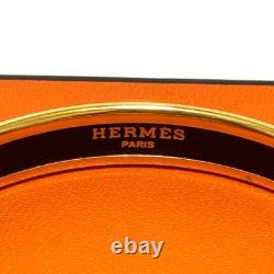 HERMES Bangle Bracelet Enamel Chaine d'Ancre Blue Gold with Box Authentic JAPAN