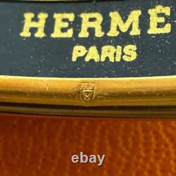 HERMES Bangle Bracelet Enamel Chaine d'Ancre Blue Gold with Box Authentic JAPAN
