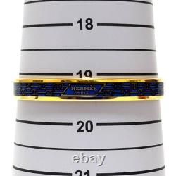 HERMES Bangle Bracelet Enamel Chaine d'Ancre Blue Gold with Box Authentic JAPAN