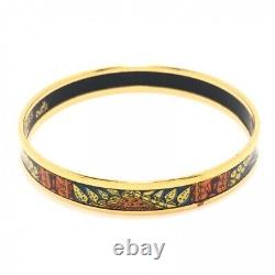 HERMES Bangle Enamel Metal Gold x Navy x Multicolor Bracelet with Box