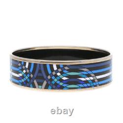 HERMES Bangle blue black Silver metal Cloisonne enamel bracelet Emilel GM used