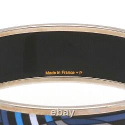 HERMES Bangle blue black Silver metal Cloisonne enamel bracelet Emilel GM used