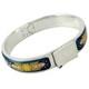 Hermes Blue Enamel Bangle Bracelet 7 Silver Tone Auth #9368