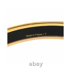 HERMES Blue Enamel Bangle Bracelet 8.3 Gold Tone Auth #030F