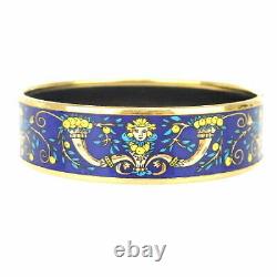 HERMES Blue & Gold Enamel Bangle Bracelet #051116