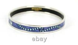 HERMES Blue LES LEOPARDS Tail Print Enamel Bangle Bracelet