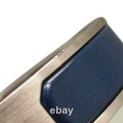 HERMES Bracelet Bangle Blue Enamel Palladium Plated Hardware