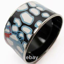 HERMES Bracelet Bangle Enamel Email Black Blue Red Multi Color Silver authentic