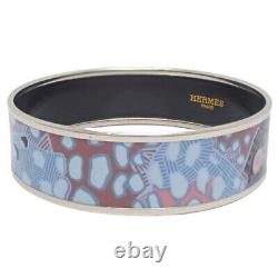 HERMES Bracelet Bangle Enamel Email Blue Brown Multi Color Silver authentic