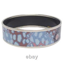 HERMES Bracelet Bangle Enamel Email Blue Brown Multi Color Silver authentic