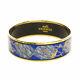 Hermes Bracelet Bangle Enamel Email Drum Motif Blue Gold Authentic
