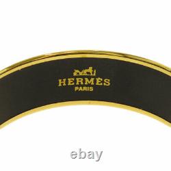 HERMES Bracelet Bangle Enamel Email Drum Motif Blue Gold authentic