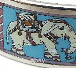 HERMES Bracelet Bangle Enamel Email Elephant Blue Silver authentic