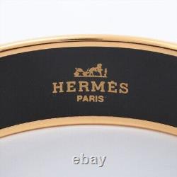 HERMES Bracelet Bangle Enamel Email Horse Blue White Gold GP authentic