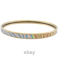 HERMES Bracelet Bangle Enamel Email Pink Light Blue Multi Color Gold authentic