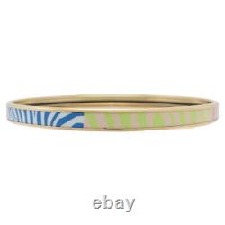 HERMES Bracelet Bangle Enamel Email Pink Light Blue Multi Color Gold authentic