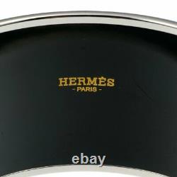 HERMES Bracelet Bangle Enamel Email TGM Horse Light Blue Green Silver authentic
