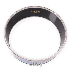 HERMES Bracelet Bangle Enamel Metal Silver Blue Black