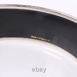 HERMES Bracelet Bangle Enamel Metal Silver Blue Black