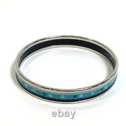 HERMES Bracelet Bangle Enamel PM Total pattern Light Blue x Silver Color Used