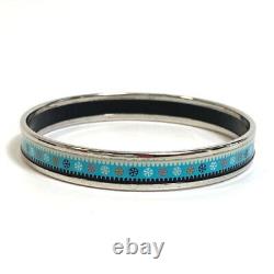 HERMES Bracelet Bangle Enamel PM Total pattern Light Blue x Silver Color Used