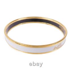 HERMES Bracelet Bangle Metal Enamel Gold Pale Blue