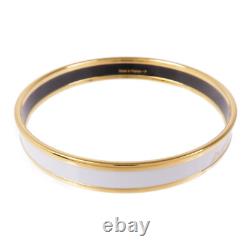 HERMES Bracelet Bangle Metal Enamel Gold Pale Blue