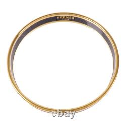 HERMES Bracelet Bangle Metal Enamel Gold Pale Blue