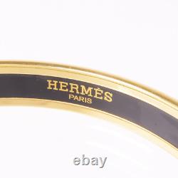 HERMES Bracelet Bangle Metal Enamel Gold Pale Blue