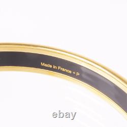 HERMES Bracelet Bangle Metal Enamel Gold Pale Blue