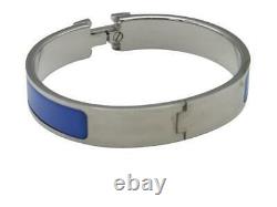 HERMES Bracelet Blue Silver Metal Enamel Click Crack Boxed Around arm 17cm