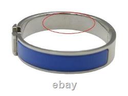 HERMES Bracelet Blue Silver Metal Enamel Click Crack Boxed Around arm 17cm