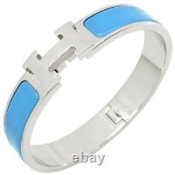HERMES Bracelet Click PM Metal Enamel Blue Silver Silver Metal Fittings