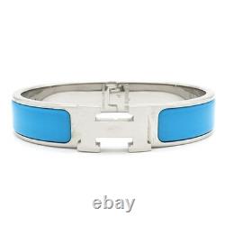 HERMES Bracelet Click PM Metal Enamel Blue Silver Silver Metal Fittings