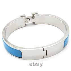 HERMES Bracelet Click PM Metal Enamel Blue Silver Silver Metal Fittings