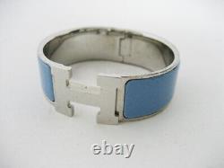 HERMES Bracelets Blue Silver Enamel Metal Boxed Arm circumference 16.5 cm
