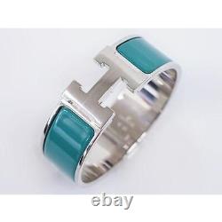 HERMES CLIC CLAC H Bracelet Blue Silver Palladium Plated enamel Made in France