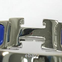 HERMES CLIC H Bracelet Blue Silver enamel Arm circumference 17cm band width 11mm