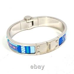 HERMES Charnière PM Bracelet Bangle Metal / enamel blue/SilverHardware