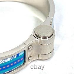 HERMES Charnière PM Bracelet Bangle Metal / enamel blue/SilverHardware