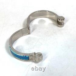 HERMES Charnière PM Bracelet Bangle Metal / enamel blue/SilverHardware