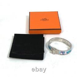 HERMES Charnière PM Bracelet Bangle Metal / enamel blue/SilverHardware