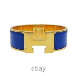 HERMES Clic Clac H Bracelet Blue Enamel Gold Plated H300001F