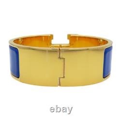 HERMES Clic Clac H Bracelet Blue Enamel Gold Plated H300001F