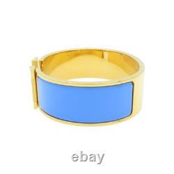 HERMES Clic Clac H Bracelet Blue Enamel Gold Plated H300001F HERMES Clic Clac H Bracelet Blue Enamel Gold Plated H300001F